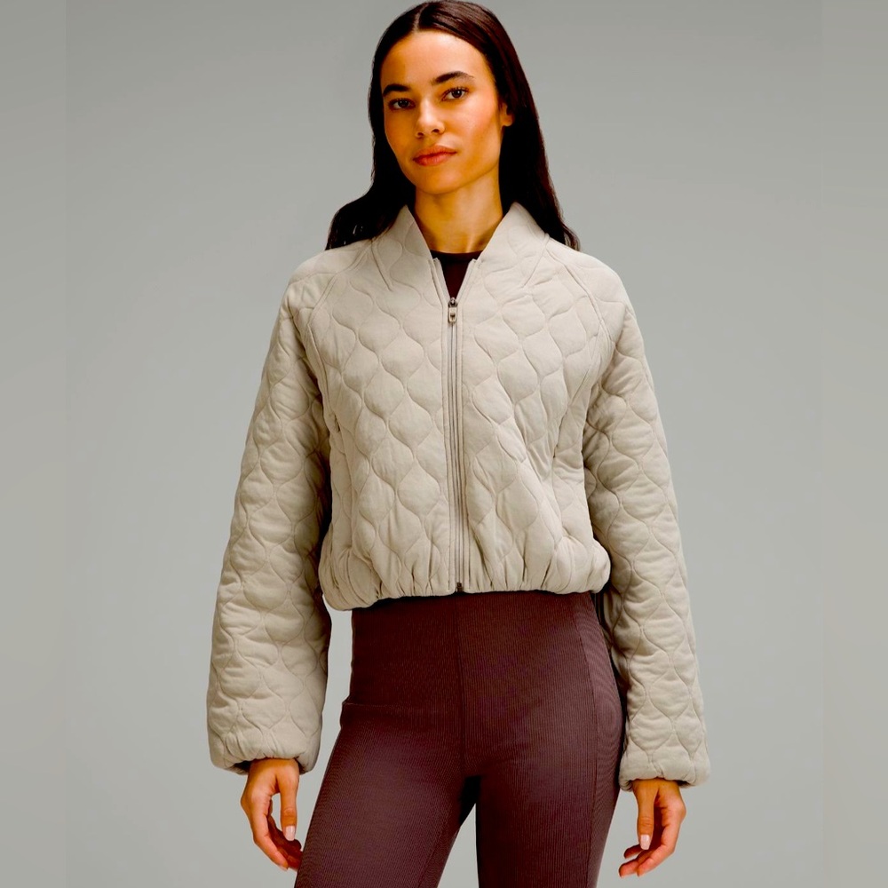 NWT Lululemon Quilted Bomber Jacket in Riverstone